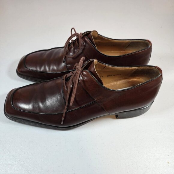 MEZLAN MEDOLLA MENS LEATHER SHOES BROWN SQUARE TOED SIZE 9.5 MADE IN SPAIN - Picture 1 of 11
